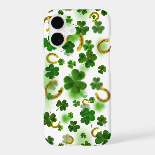 Lucky Four Leaf Clover Gold Horseshoe Trendy