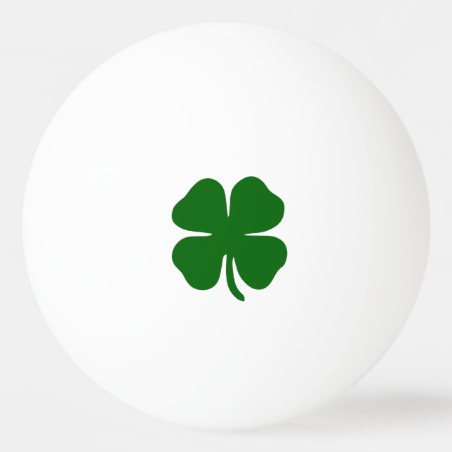 Lucky Four Leaf Clover Green Minimalist Irish Ping Pong Ball (Front)
