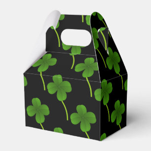 Lucky Four Leaf Clover on Black Favour Box