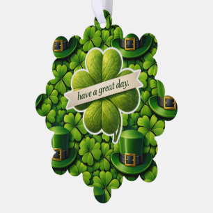 Lucky four leaf clover Saint Patrick's Day Patrick Tree Decoration Card