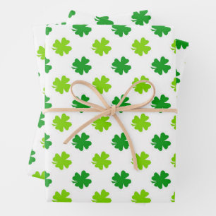 Lucky Four-Leaf Clover Seamless Pattern Wrapping Paper Sheet