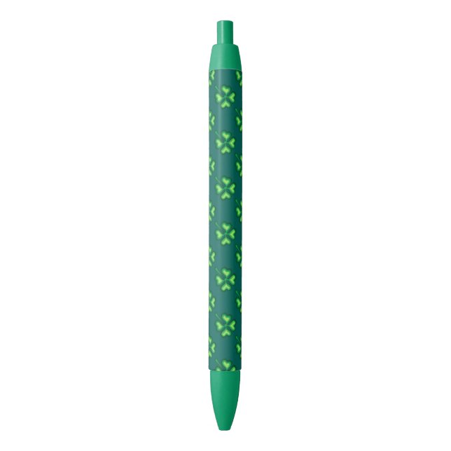 Lucky four leaf clover shamrock black ink pen (Front Vertical)