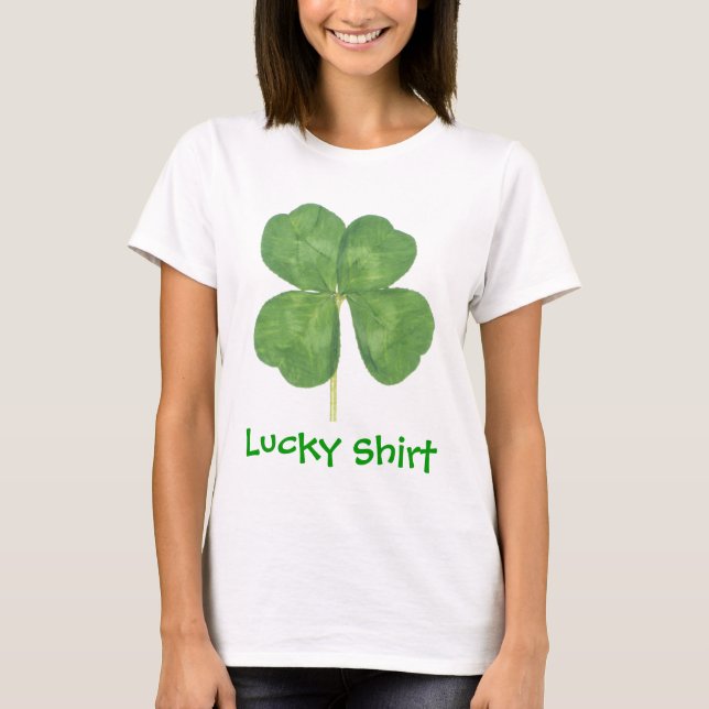Lucky Four-Leaf Clover Shamrock T-Shirt (Front)