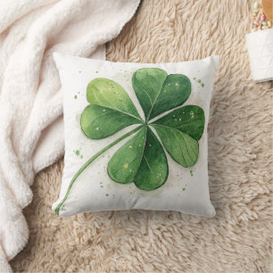 Lucky Four Leaf Clover St Patrick's Day Cushion