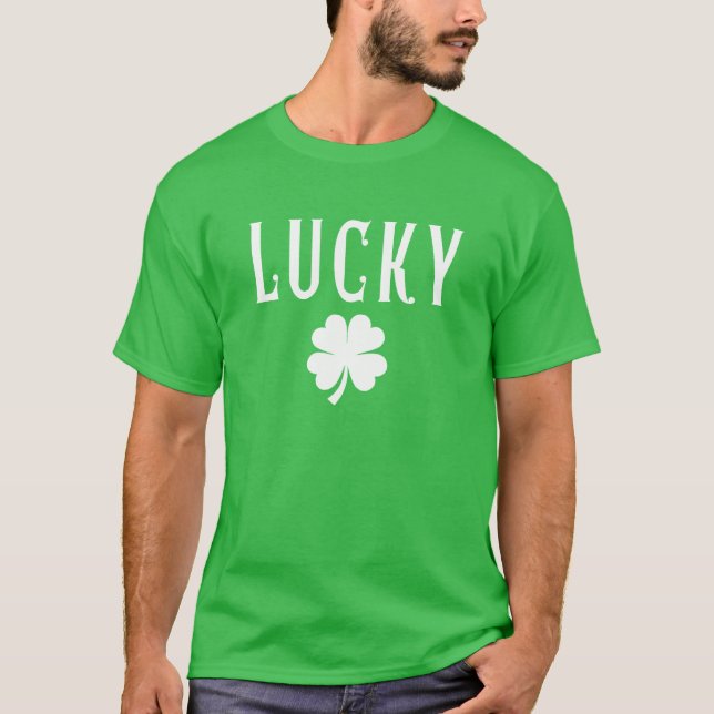 Lucky Four Leaf Clover St Patrick's Day T-Shirt (Front)