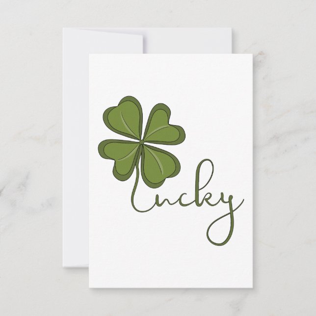 Lucky Four Leaf Clover Thank You Card (Front)