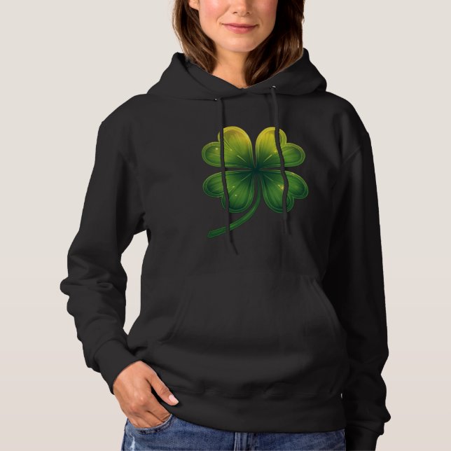Lucky Four-Leaf Clover - Vintage Green Design Hoodie (Front)