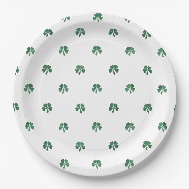 Lucky Four Leaf Clover Wedding Saint Patricks Paper Plate (Front)