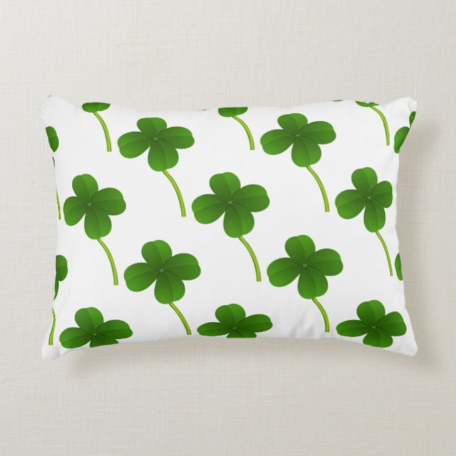 Lucky Four Leaf Clovers Decorative Cushion (Front)