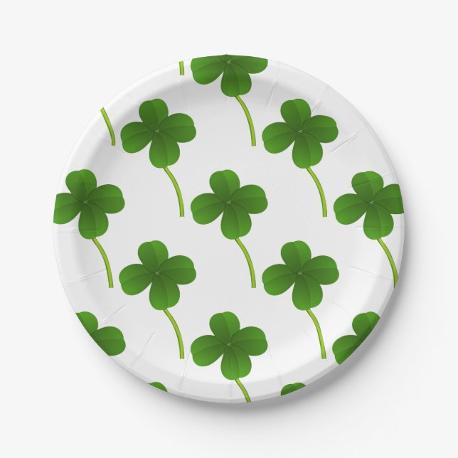 Lucky Four Leaf Clovers Paper Plate (Front)