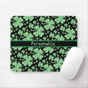 Lucky Four Leaf Clovers Personalise Mouse Mat