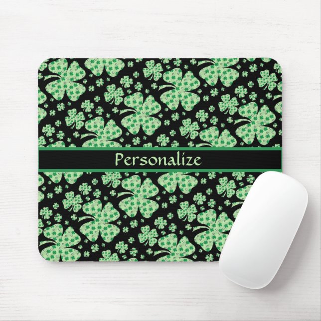 Lucky Four Leaf Clovers Personalise Mouse Mat (With Mouse)