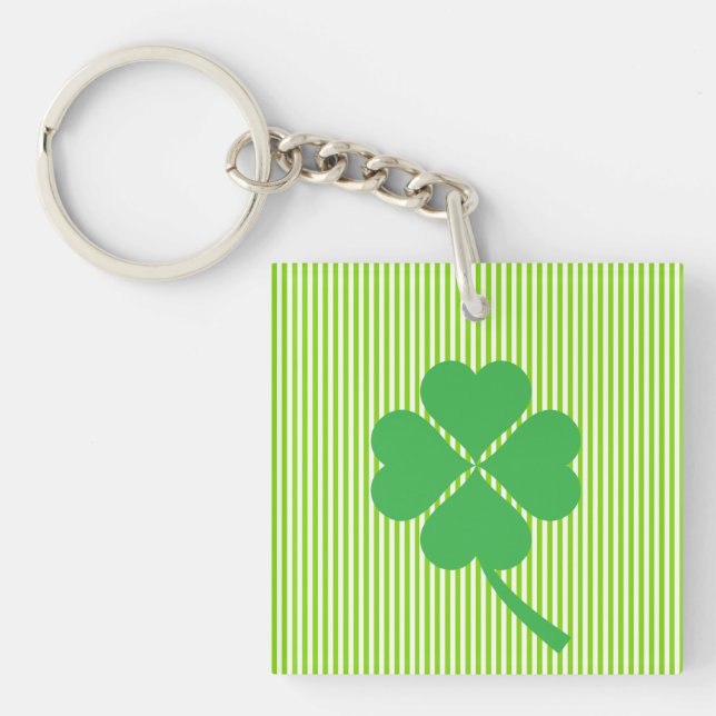 Lucky Four Leaf Shamrock Design-87906 Key Ring (Front)