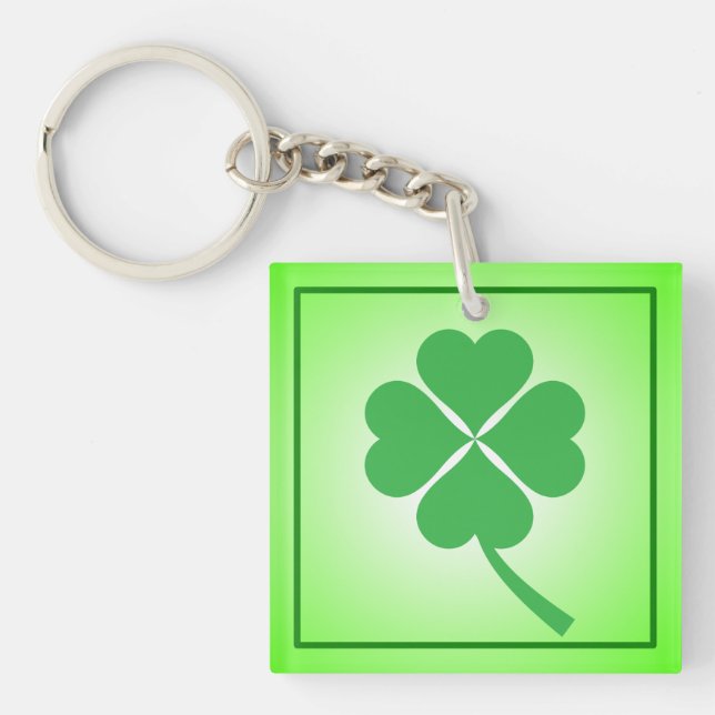 Lucky Four Leaf Shamrock Design-87906 Key Ring (Front)