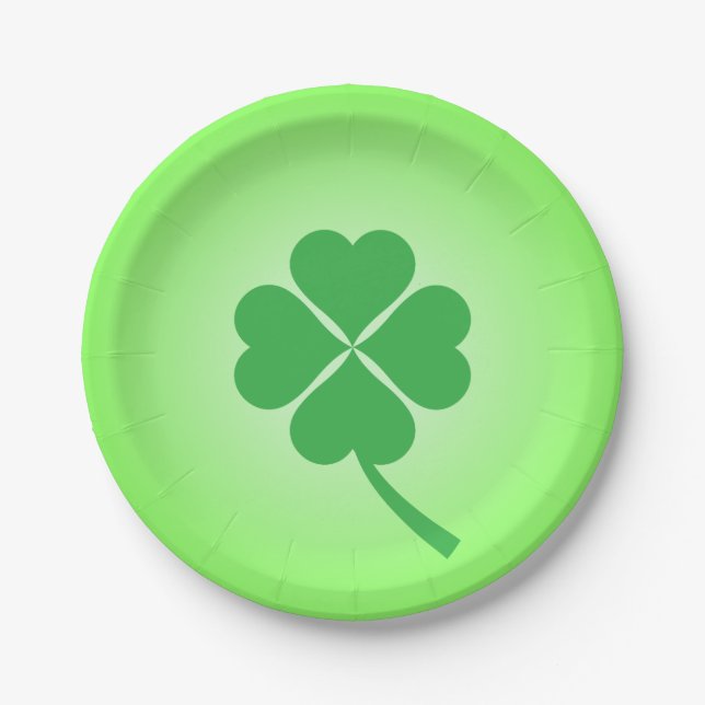 Lucky Four Leaf Shamrock Design-87906 Paper Plate (Front)