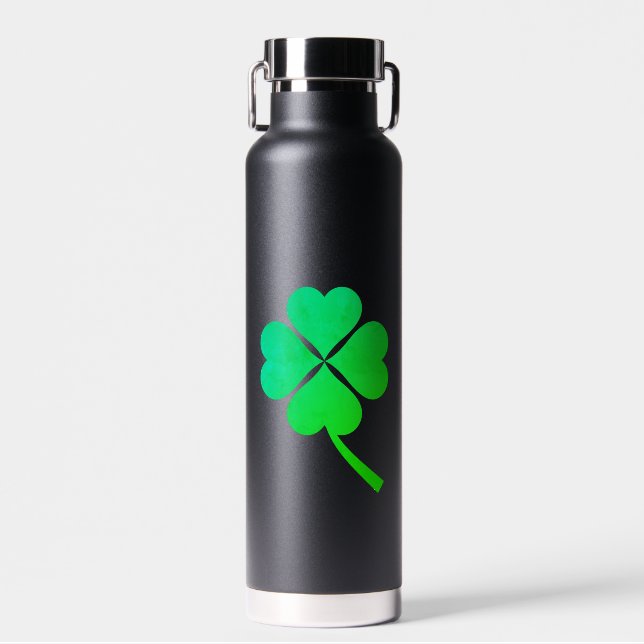 Lucky Four Leaf Shamrock Design-87906 Water Bottle (Front)