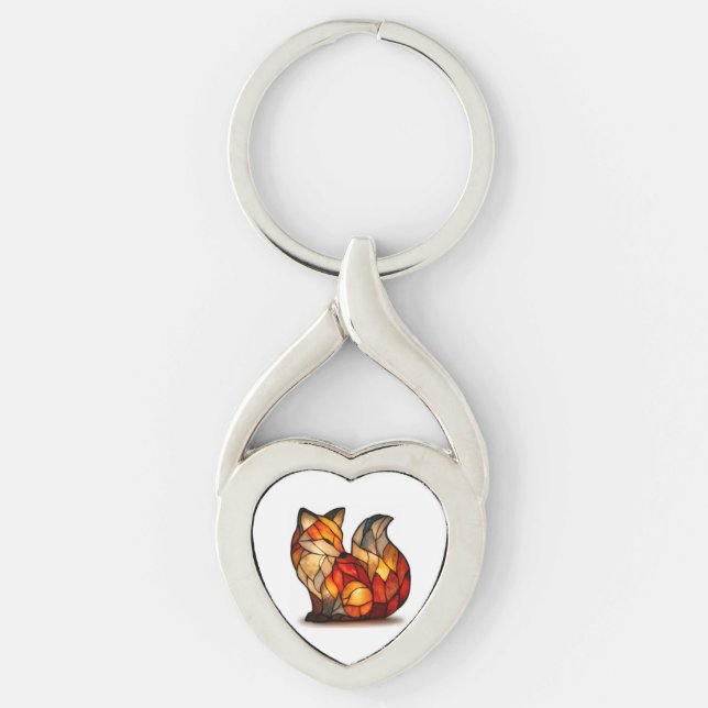 Lucky Fox Charm Metal Keychain (Front)
