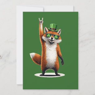 Lucky Fox Shamrock Sunglasses St Patrick's day Holiday Card