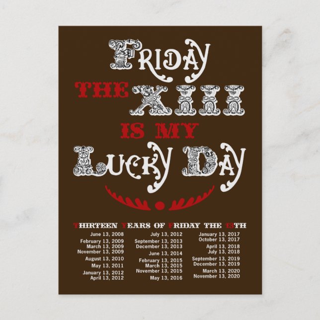 Lucky Friday the 13th Dark Postcard (Front)