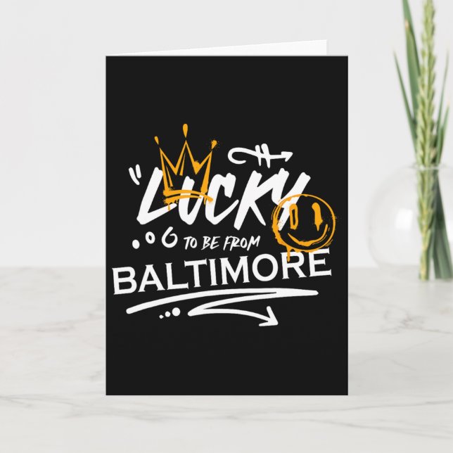 Lucky From Baltimore St Patricks Day Irish Shamroc Card (Front)