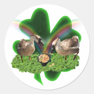 Lucky Geese St. Patrick's Day Classic Round Sticker