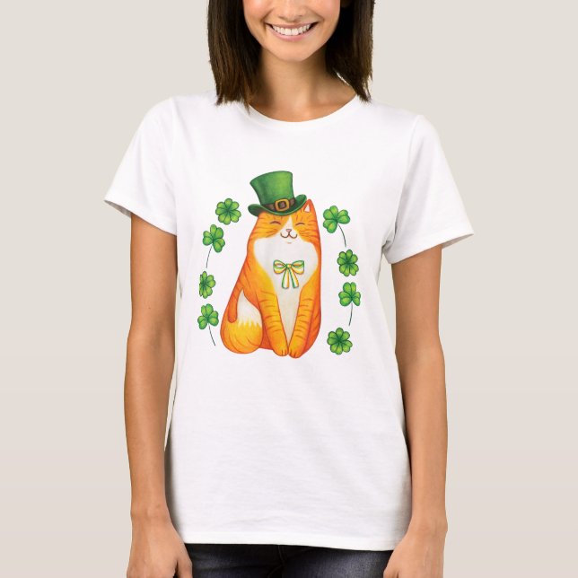 Lucky Ginger Kitty St Patricks T-Shirt (Front)
