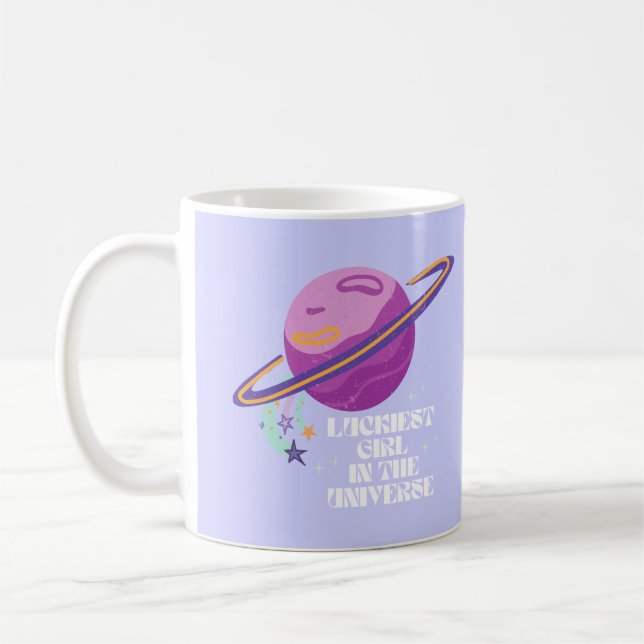 Lucky Girl, Luckiest Girl, Lucky, Affirmation Coffee Mug (Left)