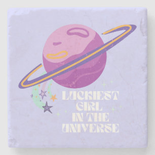 Lucky Girl, Luckiest Girl, Lucky, Affirmation Stone Coaster
