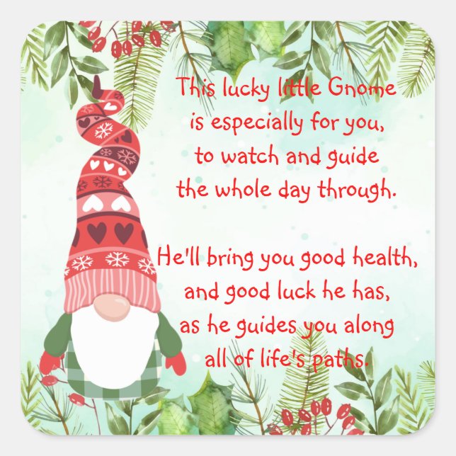 Lucky Gnome This lucky little Gnome  Square Sticke Square Sticker (Front)