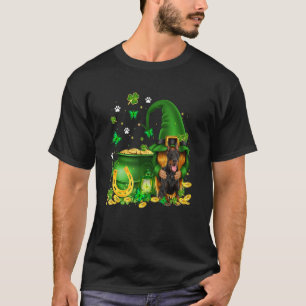 Lucky Gnome U2013 Gnome Hug Doberman Dog St Patric T-Shirt