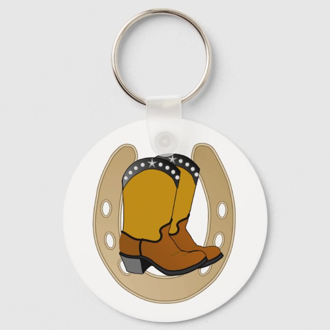 LUCKY GOLD horsehoe & boots KEYCHAIN (Front)
