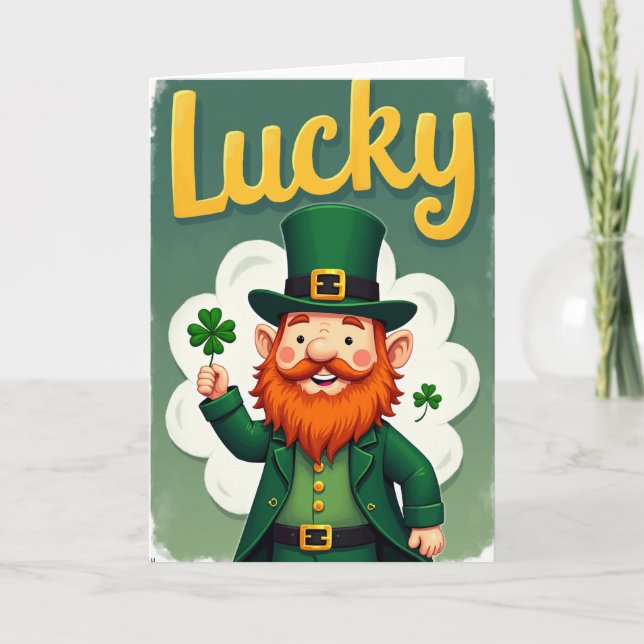 Lucky Gold Leprechaun Card (Front)