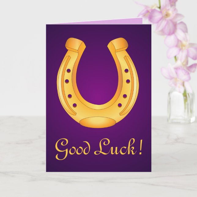Lucky Golden Horseshoe Good Luck Deep Purple Card (Orchid)