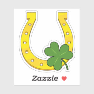 Lucky Golden Horseshoe with Shamrock on Black