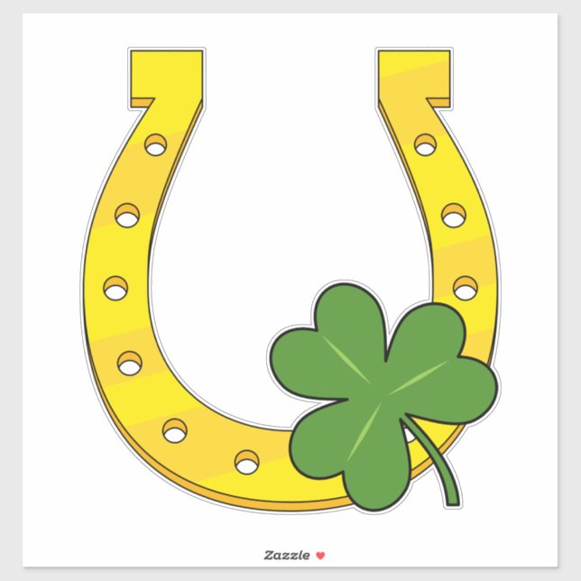 Lucky Golden Horseshoe with Shamrock on White (Sheet)