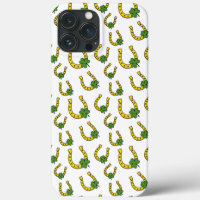 Lucky Golden Horseshoe with Shamrock on White