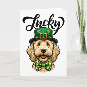 Lucky Goldendoodle Dog St Patrick's Day Kids St Pa Card
