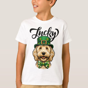 Lucky Goldendoodle Dog St Patrick's Day Kids St Pa T-Shirt