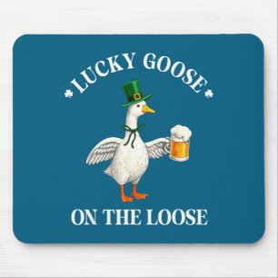 Lucky Goose On The Loose St.patrick's Day Irish Sh Mouse Mat