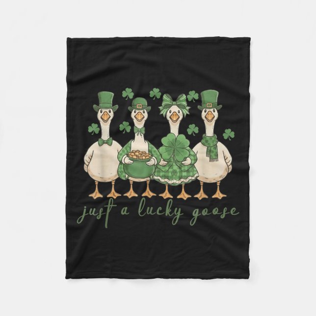 Lucky Goose Patricks Day 2026 Funny Gift Tee Men,  Fleece Blanket (Front)