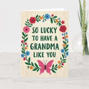 Lucky Grandma Floral Art Card