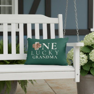 Lucky Grandma Green Shamrock Photo Decorative Cushion