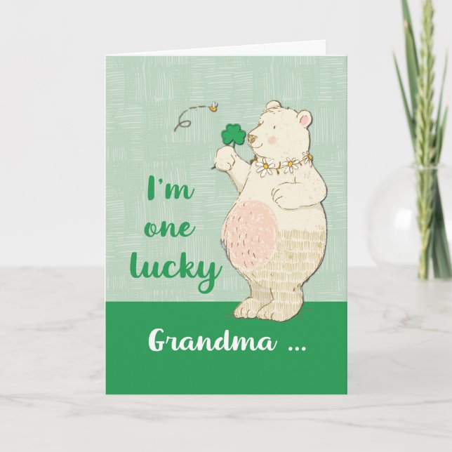 Lucky Grandma of Grandson St. Patrick's Day Card (Front)