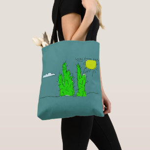 Lucky Green Cactus Doodle Funky Tote Bag