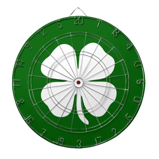 Lucky Green Clover Irish St Patricks Day Dartboard (Front)