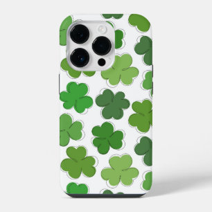 Lucky green clover. Outline shamrock. iPhone 14 Pro Case