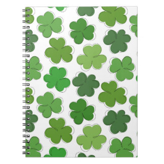Lucky green clover. Outline shamrock. Notebook