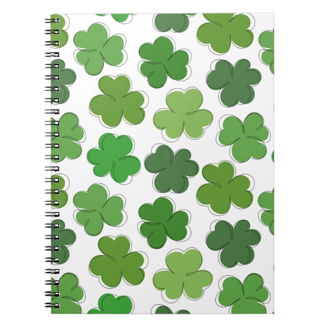 Lucky green clover. Outline shamrock. Notebook (Front)