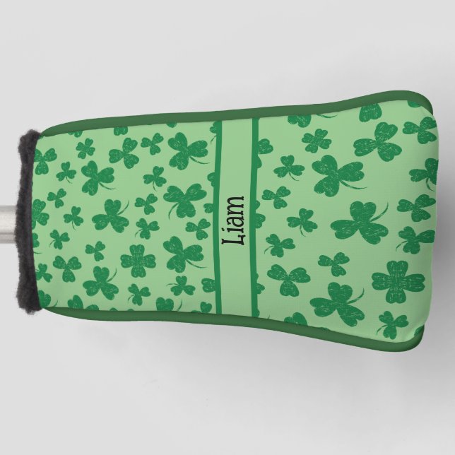 Lucky Green Clover Putter Golf Head Cover (Front)