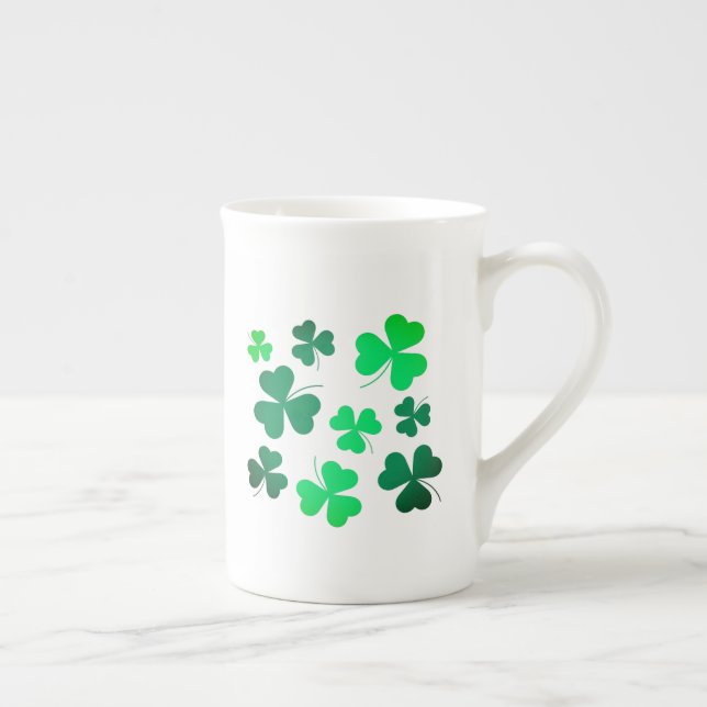 Lucky Green Clover Shamrock Ireland Irish Bone China Mug (Right)